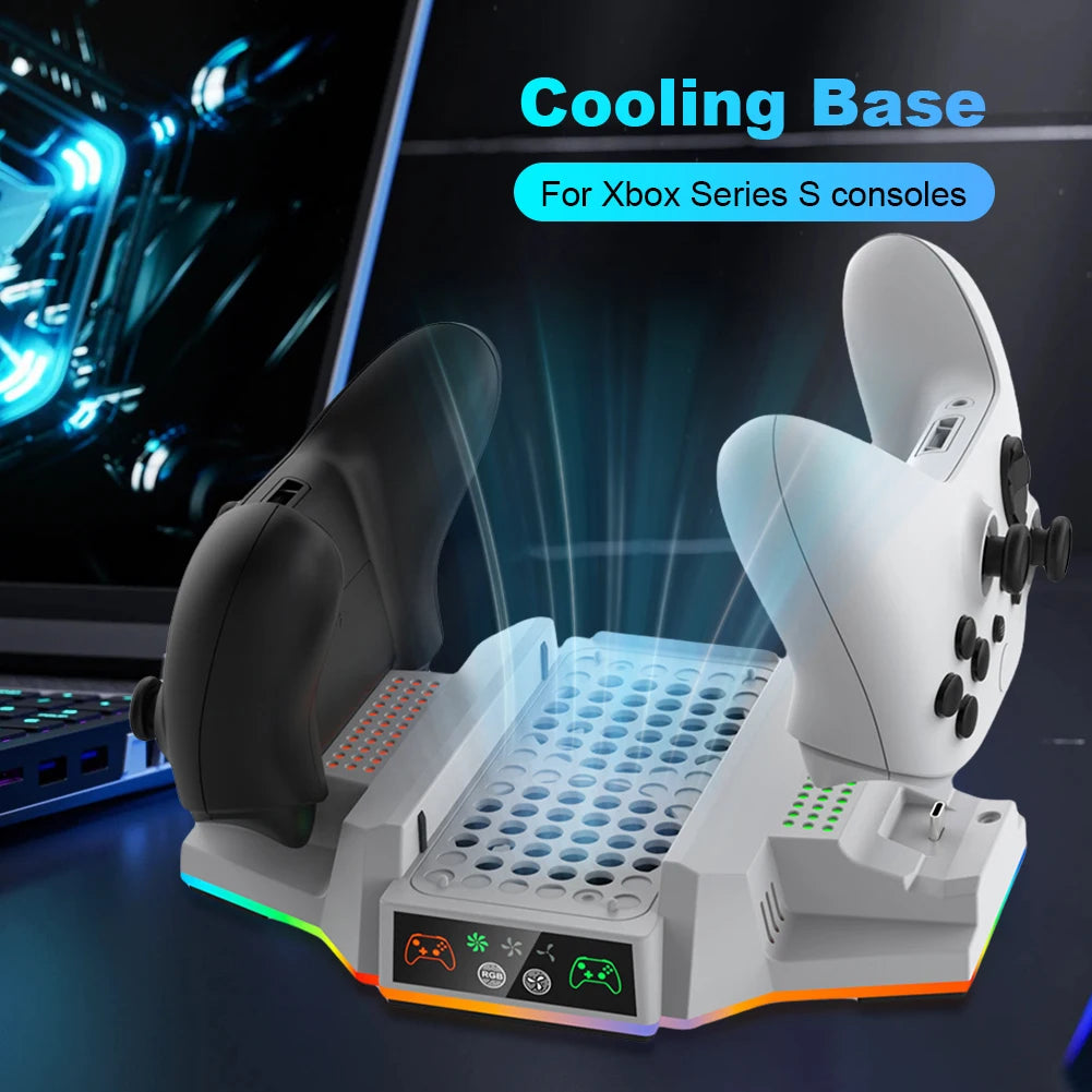 RGB Cooling Stand Charging Station Dock with USB 2.0 Port Cooling Fan & Charging Stand for Xbox Series X Console & Controller