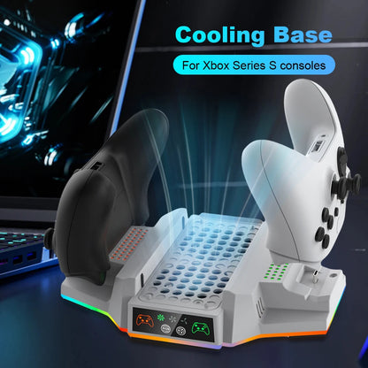 RGB Cooling Stand Charging Station Dock with USB 2.0 Port Cooling Fan & Charging Stand for Xbox Series X Console & Controller