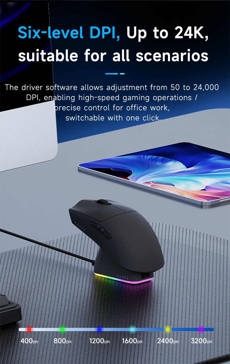 Wireless Gaming Mouse AJ139-V2/AJ139P-V3-MC with 12000DPI Max AJ139P MAX with 32000DPI Magnetic Charging Base  Gaming Mouse