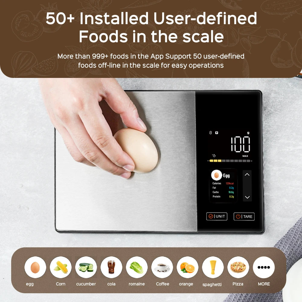 Smart Kitchen Scale Stainless Steel Food Calorie Protein Fat Carbs Nutritional Calculator 11LB/5kg Weight for Healthy Cooking Deals 4 U   Deals 4 U