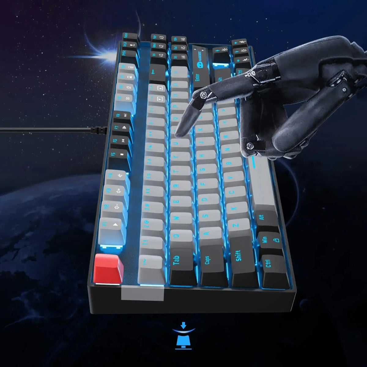 MageGee 75% Mechanical Gaming Keyboard, Blue Switch, LED Blue Backlit, 87 Keys Compact TKL Wired Keyboards for Windows Laptop PC Deals 4 U  Gaming Accessories Deals 4 U
