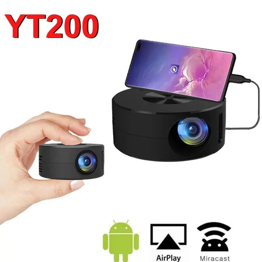 YT200 Smart home high-definition miniature portable projector small mobile phone projector wireless Projection Support 1080p Deals 4 U  Gaming Accessories Deals 4 U