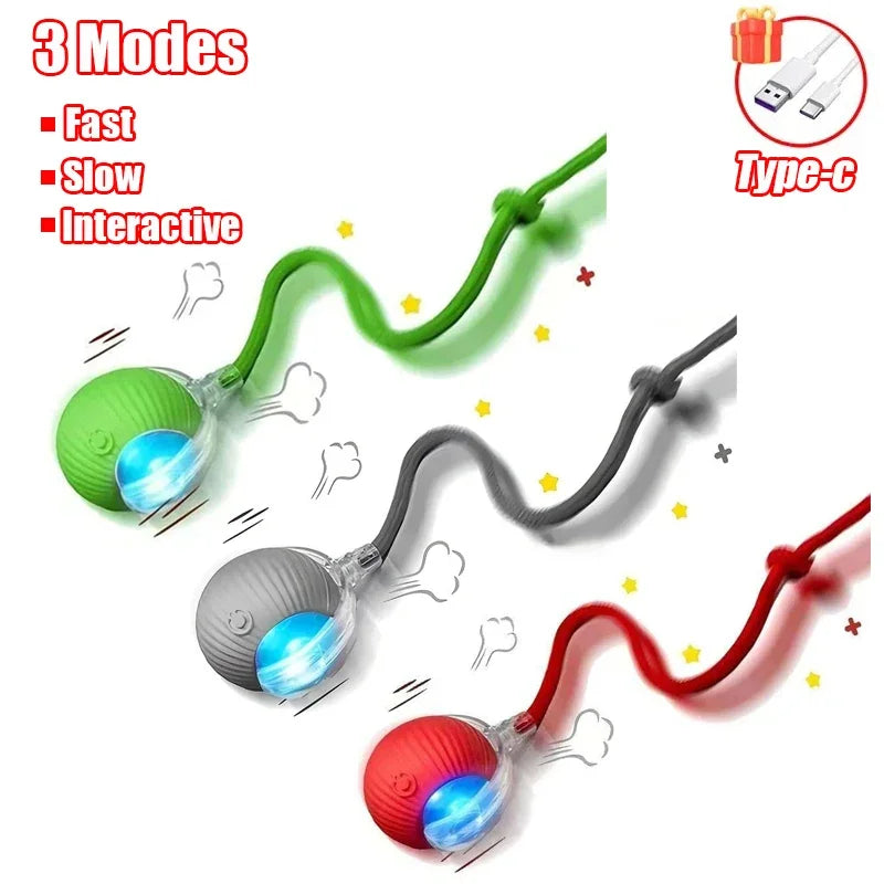 1~3pcs Cat Interactive Ball Toy Automatic Rolling Ball Tail Rechargeable Smart Pet Electric Toy Dog Cat Training Imitate Mouse Deals 4 U   Deals 4 U