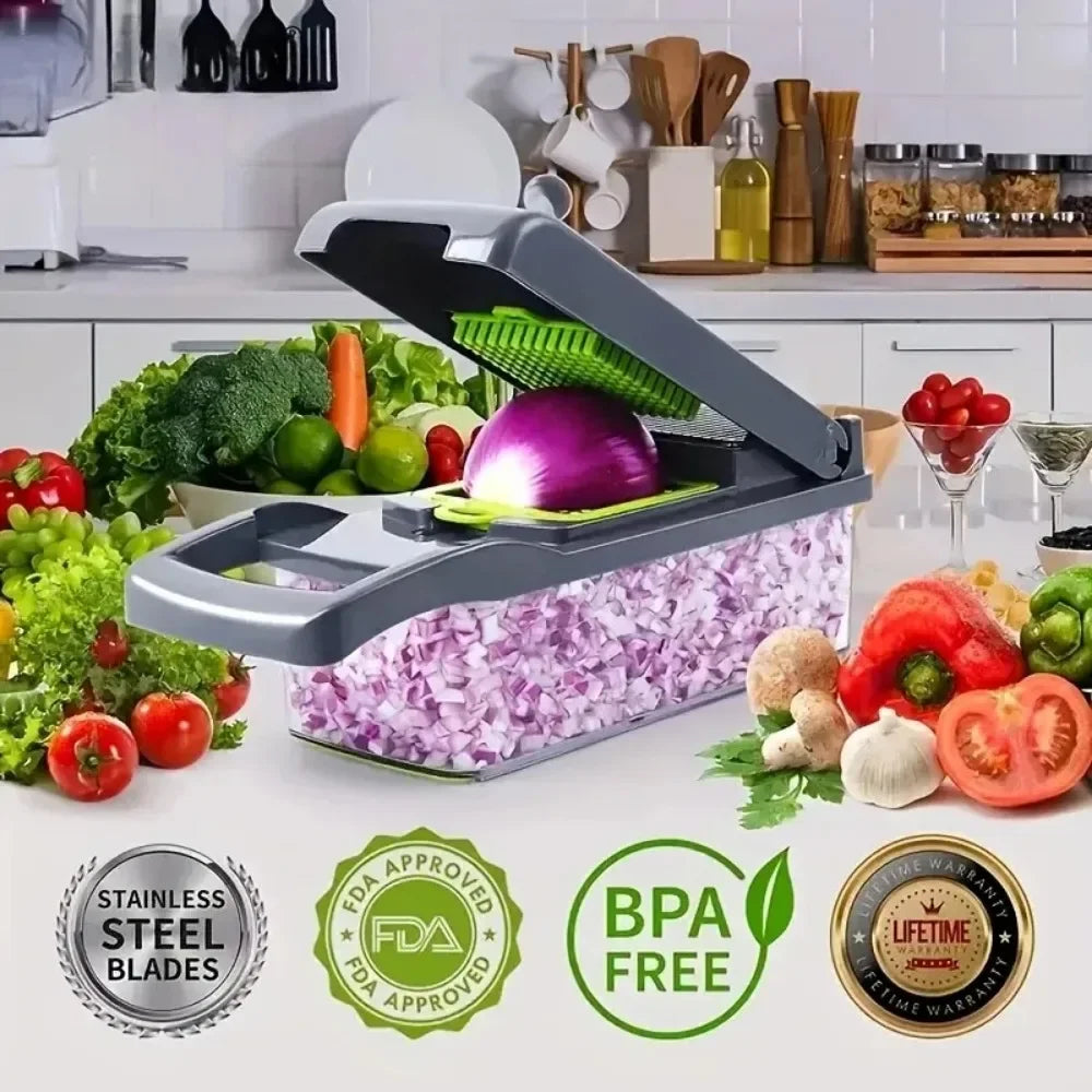 Multifunctional Vegetable Chopper Handle Food Grate Food Chopper Vegetable Slicer Dicer Cut 14/16 in 1 Kitchen Items Cocina Deals 4 U   Deals 4 U