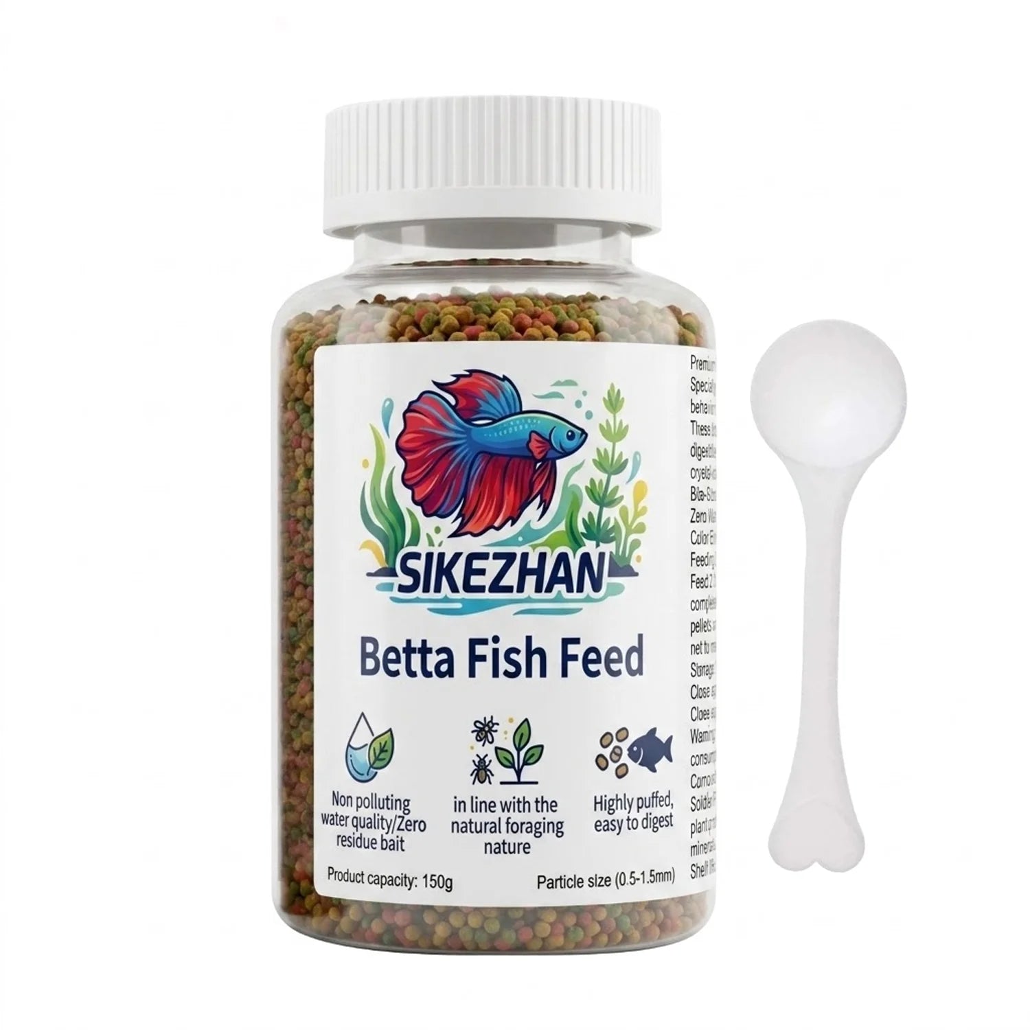 Professional Betta Fish Food Pellets High Protein Color Enhancing Nutritious Feed for Tropical Fighting Fish with Feeding Spoon Deals 4 U   Deals 4 U
