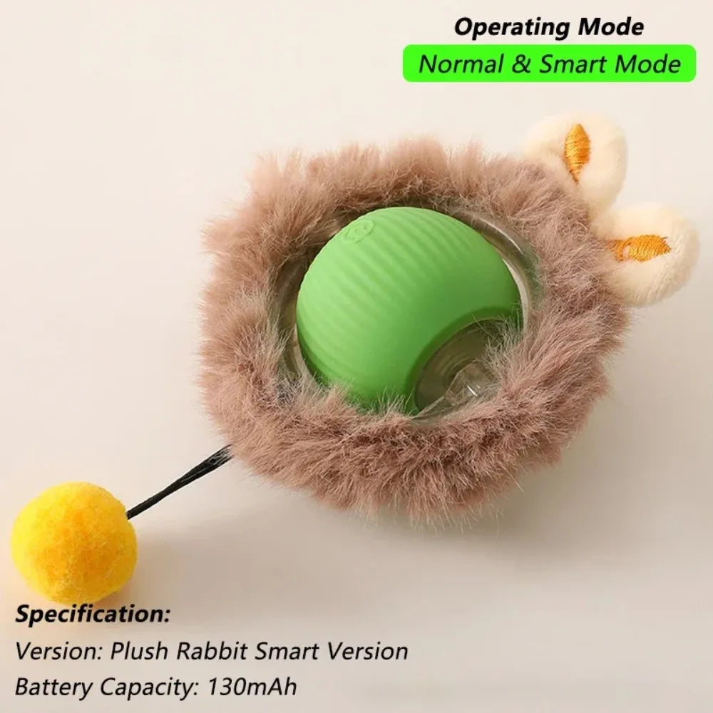 New Cat Interactive Ball Toy Automatic Rolling Ball Faux Tail Rechargeable Smart Pet Electric Toy Dog Cat Training Imitate Mouse Deals 4 U  Smart Pet Toy Deals 4 U