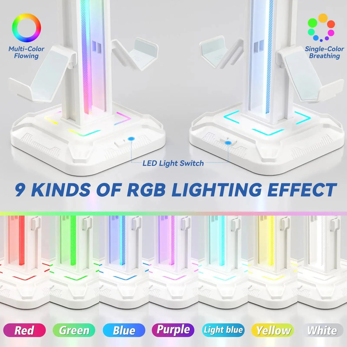 Controller Stand with 9 Light Modes Headset Holder for Desk Rotatable Headphone Stand Detachable Controller Hook Deals 4 U  Gaming Accessories Deals 4 U