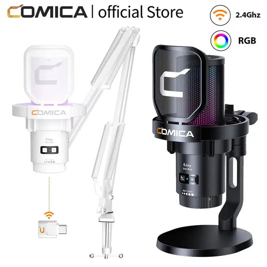 COMICA Uni Pro Wireless USB Gaming Microphone for PC Laptop Smartphone Noise Cancellation Condenser Mic with RGB Lights Deals 4 U  Streaming Equipment Deals 4 U
