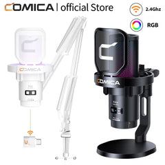 COMICA Uni Pro Wireless USB Gaming Microphone for PC Laptop Smartphone Noise Cancellation Condenser Mic with RGB Lights Deals 4 U  Streaming Equipment Deals 4 U