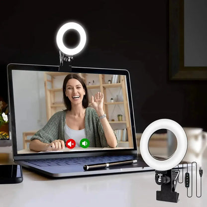 Clip-on ring light lighting kit, phone selfie light, 3-stop webcam, photography accessories, auto projection, 6-inch fill light Deals 4 U  Streaming Equipment Deals 4 U