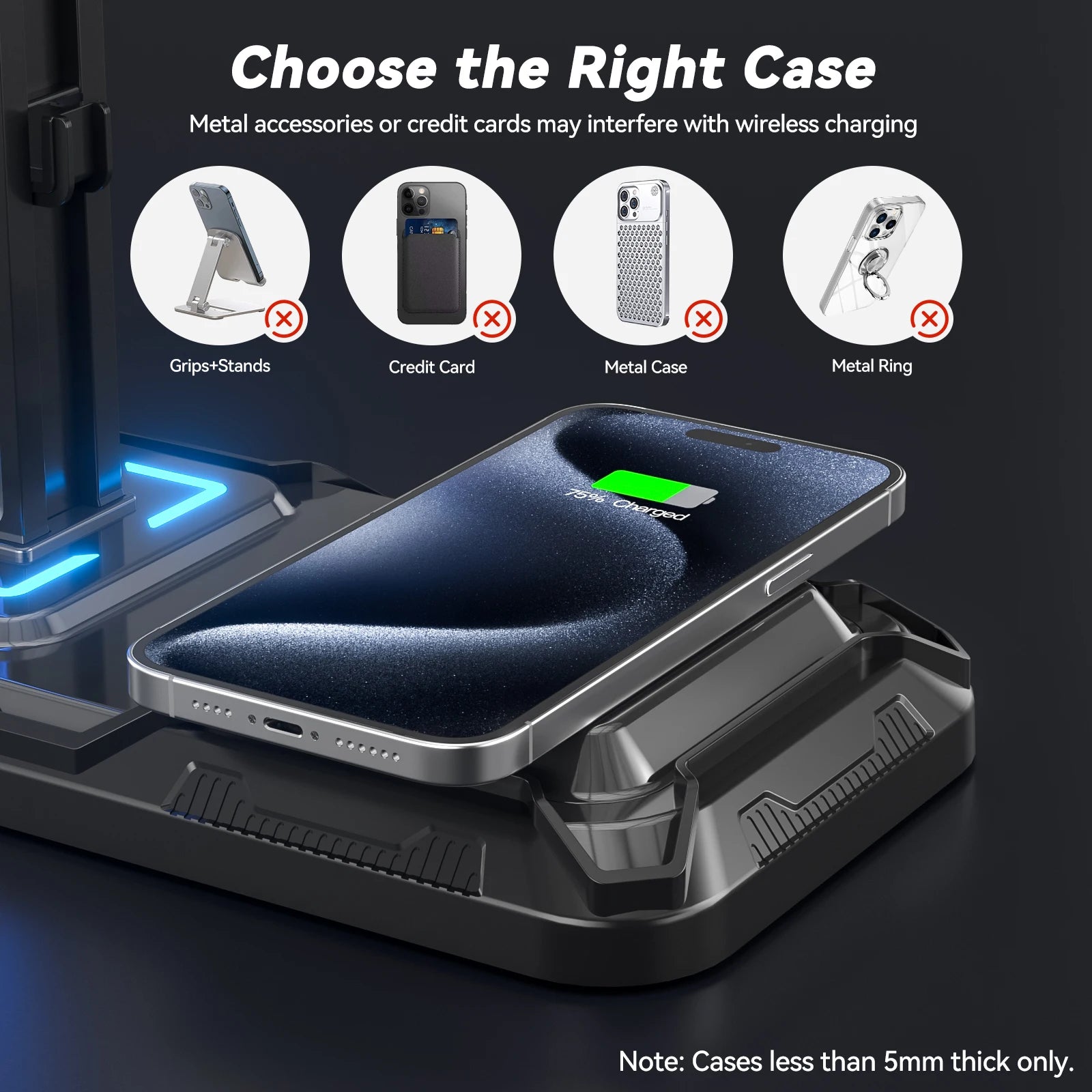Headphone & Controller Stand with Wireless Charging Rotatable Headset Stand with 9 Light Modes Controller Holder with EU plug Deals 4 U   Deals 4 U