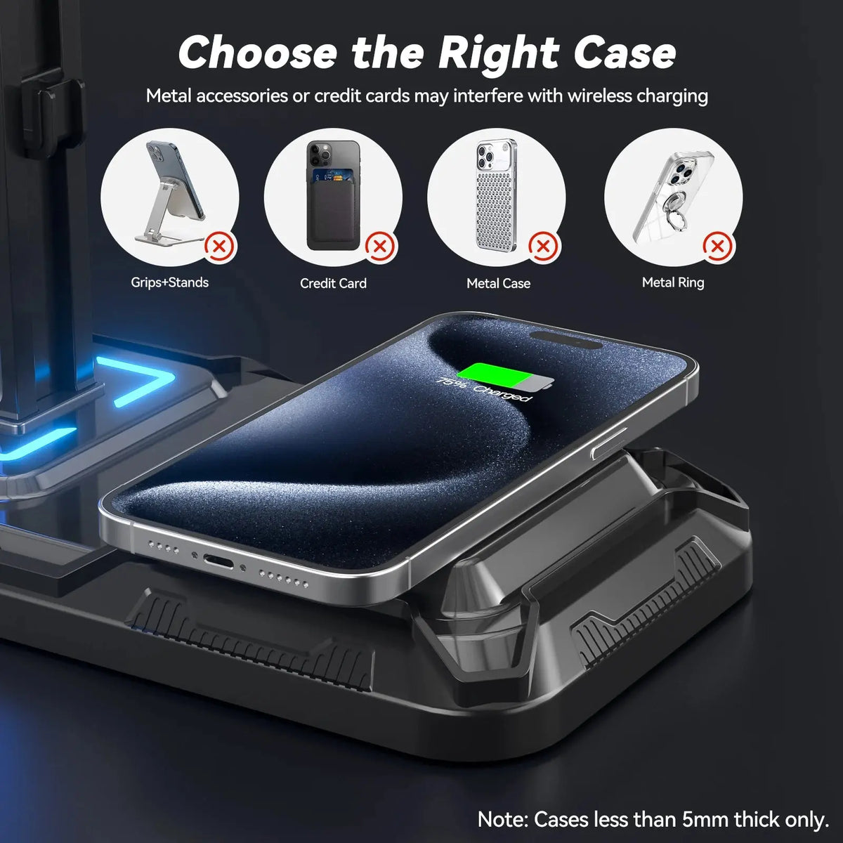 Headphone & Controller Stand with Wireless Charging Rotatable Headset Stand with 9 Light Modes Controller Holder with EU plug Deals 4 U  Gaming Accessories Deals 4 U