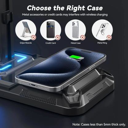 Headphone & Controller Stand with Wireless Charging Rotatable Headset Stand with 9 Light Modes Controller Holder with EU plug Deals 4 U  Gaming Accessories Deals 4 U