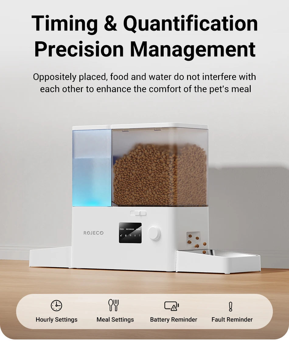 ROJECO 8.5L Automatic Pet Feeder Water Fountain WIFI APP Remote Control Smart Dog 5L Food Dispenser 3.5L Gravity Water Drinker ﻿ Deals 4 U  Automatic Pet Feeder Deals 4 U