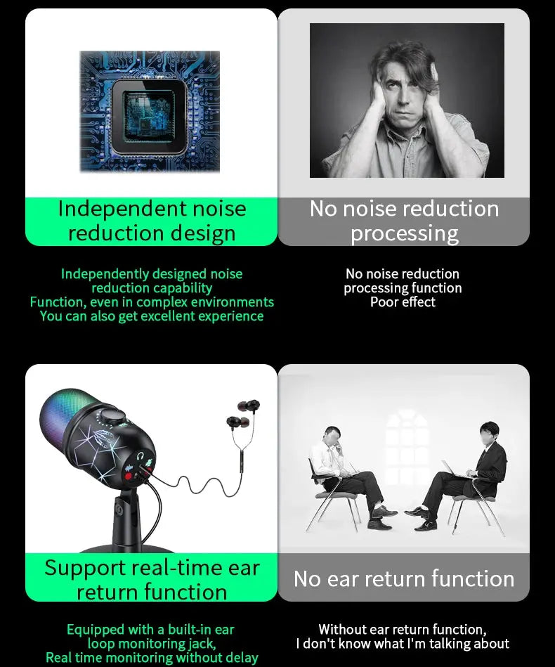 Gaming Microphone USB Microphone for PC Condenser Podcast Mic for Studio Recording with Headphone Jack, Led, Noise Cancellation Deals 4 U  Streaming Equipment Deals 4 U