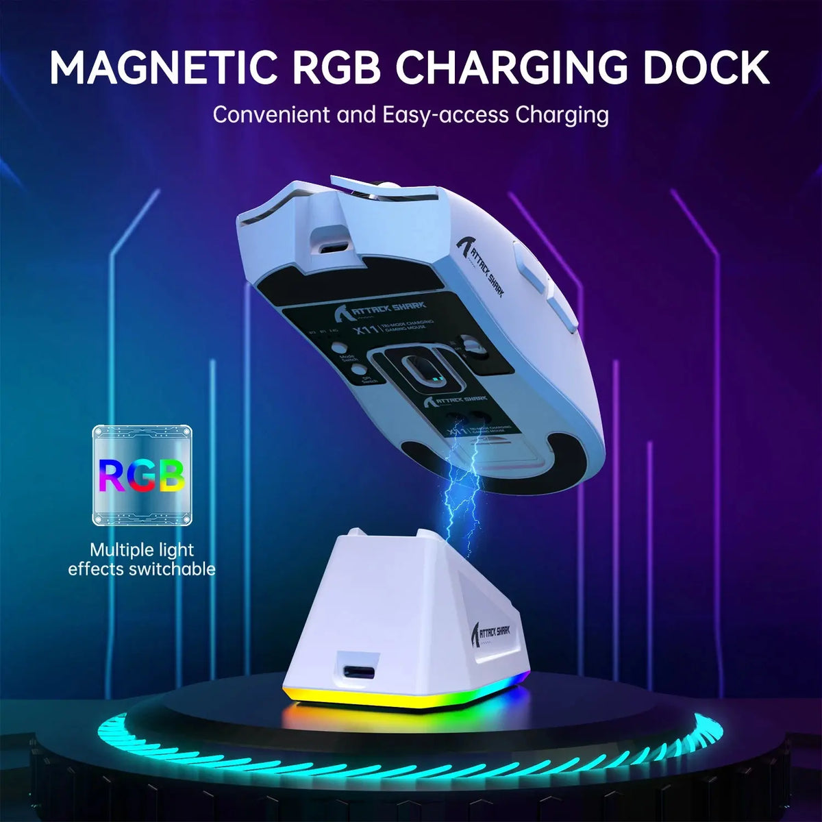ATTACK SHARK X11 Lightweight Wireless Gaming Mouse with RGB Backlight Charging, Up to 22K DPI, PAW3311 Optical Sensor, HUYU Swit Deals 4 U  Gaming Accessories Deals 4 U