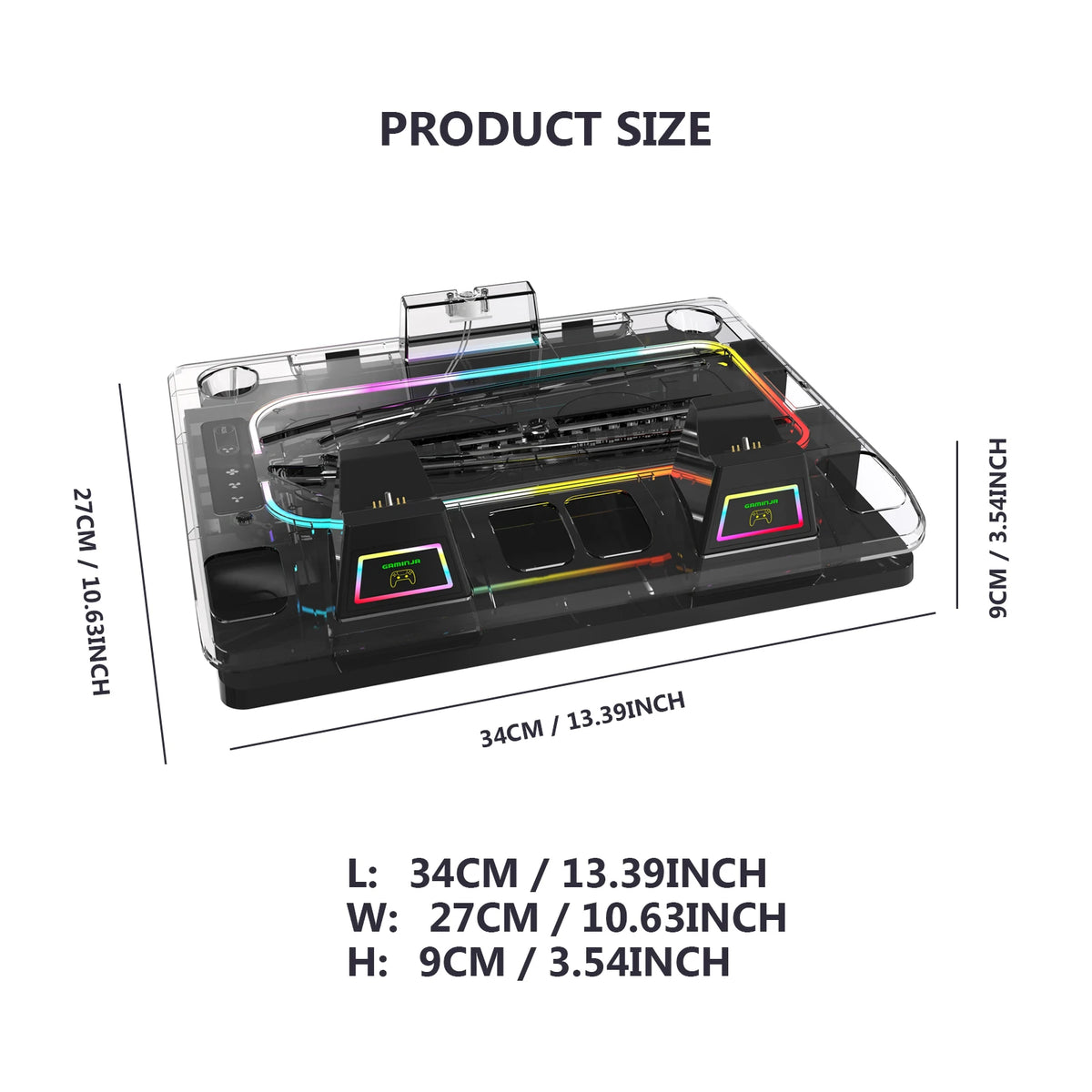 GAMINJA P53 RGB Multi-Function Cooling Base For PS5slim PS5 Controller Charger And For PS Portal Remote Player Magnetic Charger