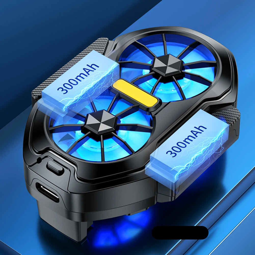 Dual Fan Mobile Phone Cooler Plug-in/Rechargeable Phone Cooler Air Cooling Type-C with Blue Light for Android Smartphones iPhone Deals 4 U   Deals 4 U