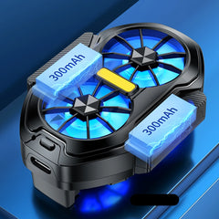 Dual Fan Mobile Phone Cooler Plug-in/Rechargeable Phone Cooler Air Cooling Type-C with Blue Light for Android Smartphones iPhone Deals 4 U   Deals 4 U