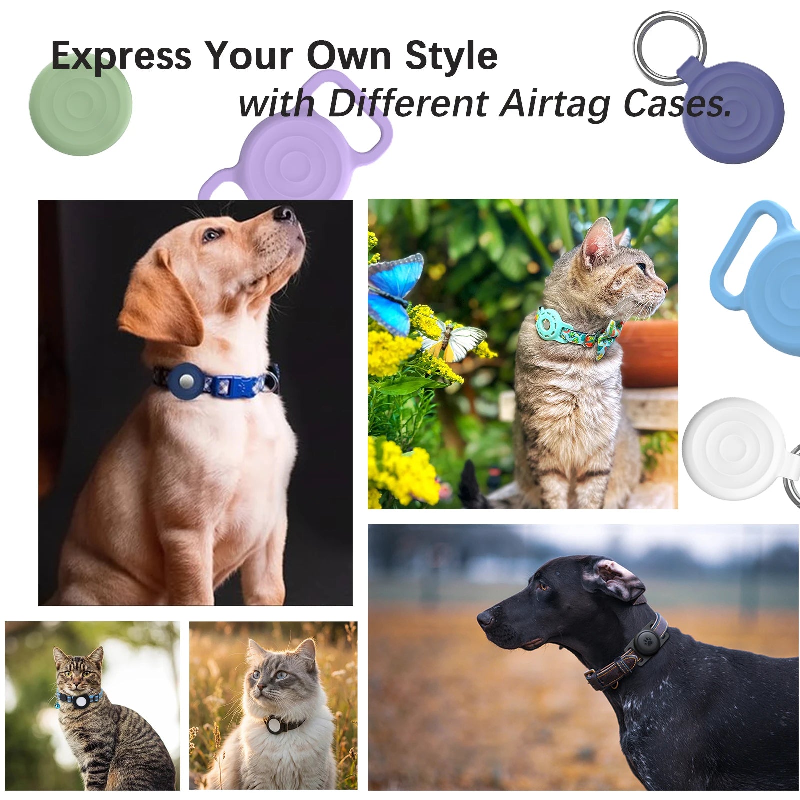 Pet Tracker No Monthly Fee No SIM Work with Apple iOS Find My Anti-Lost Finder Tag for Dogs Cats with Airtag Case GPS Tracker Deals 4 U   Deals 4 U