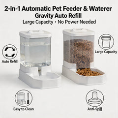 4L Large Capacity Automatic Cat Feeder & Waterer Set | Gravity Pet Food Dispenser for Cats & Dogs | BPA-Free & Non-Electric Safe Deals 4 U   Deals 4 U
