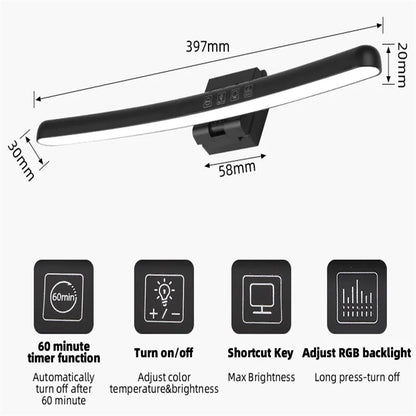 Curved LED Monitor Light Bar Rgb Computer Screen Lamp Stepless Dimming Backlight Hanging Laptops Gaming Gamer Office Lighting