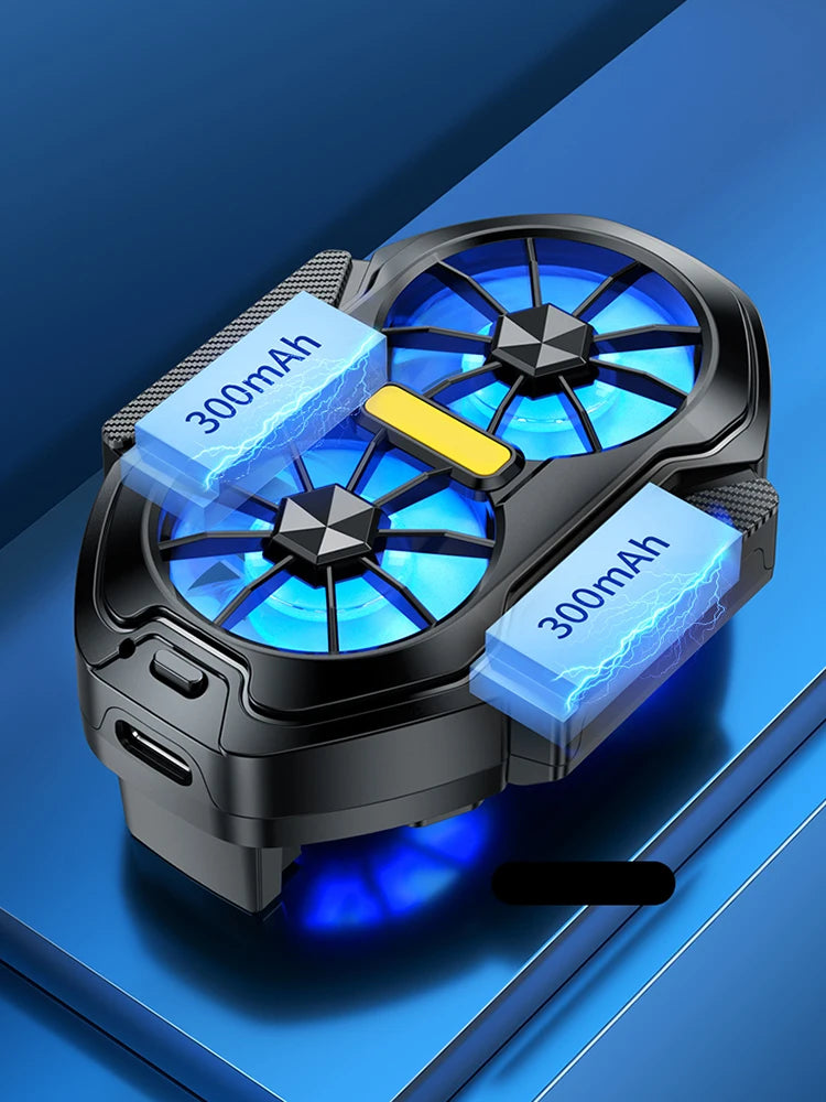 Dual Fan Mobile Phone Cooler Plug-in/Rechargeable Phone Cooler Air Cooling Type-C with Blue Light for Android Smartphones iPhone Deals 4 U   Deals 4 U