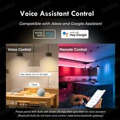 Tuya E27 Led Lamp App Control Bluetooth /WiFi Led Light Bulbs 15W RGB CW WW Smart Bulb Works With Amazon Alexa Google Assistant Deals 4 U   Deals 4 U