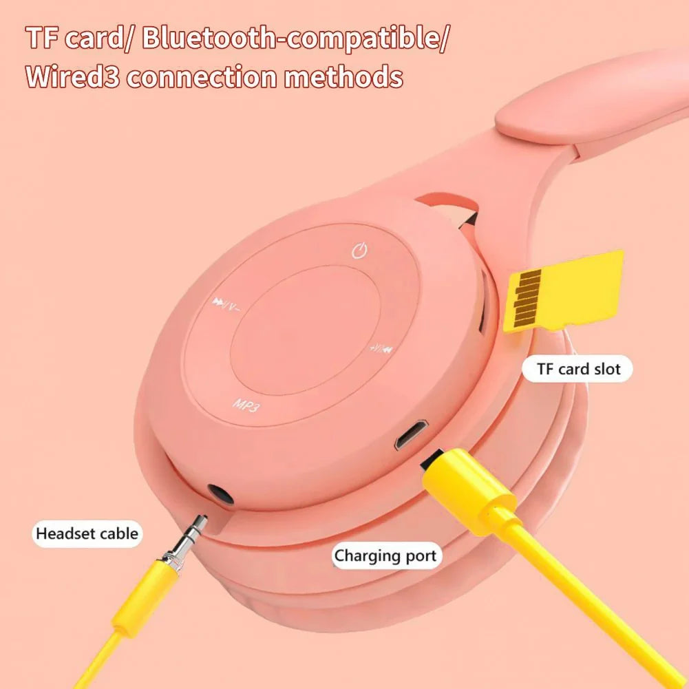 Wireless Bluetooth Headphone  Macaron Headphones Stereo Headband Gaming Headset with Mic Gamer Girl Gift for Mobile Tablet
