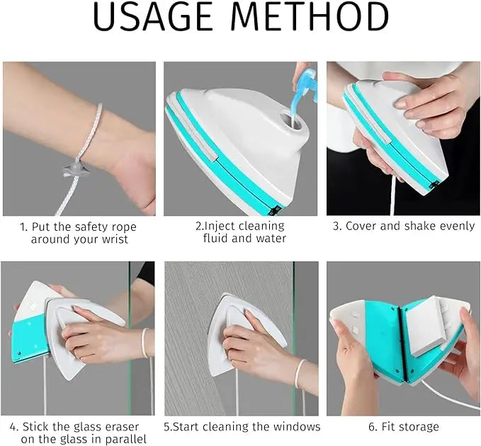 Double Sided Magnet Windows Cleaner Automatic Drainage Wiper Glass Window Washer Household Cleaning Tool For Window Washing Deals 4 U   Deals 4 U