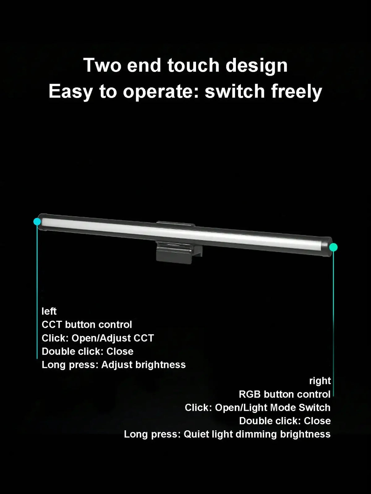 LED Desk Lamp Monitor Screen Light Bar RGB Computer Atmosphere Double sided Lights  For Work Study Read Gaming Dimming Lighting