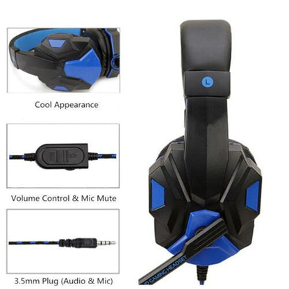 3.5mm Wired Gaming Headphones With Adjustable Microphone Stereo Bass Headset For Computer Phone Laptop Desktop PC Notebook Gamer
