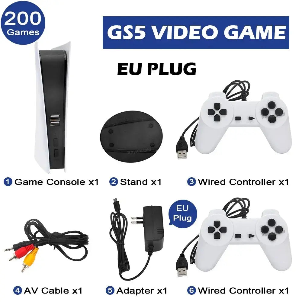 GS5 Game Station 5 Video Game Console With 200 Classic Games 8 Bit TV Console Retro USB Wired Handheld Two Game Player AV Output Deals 4 U  Gaming Accessories Deals 4 U