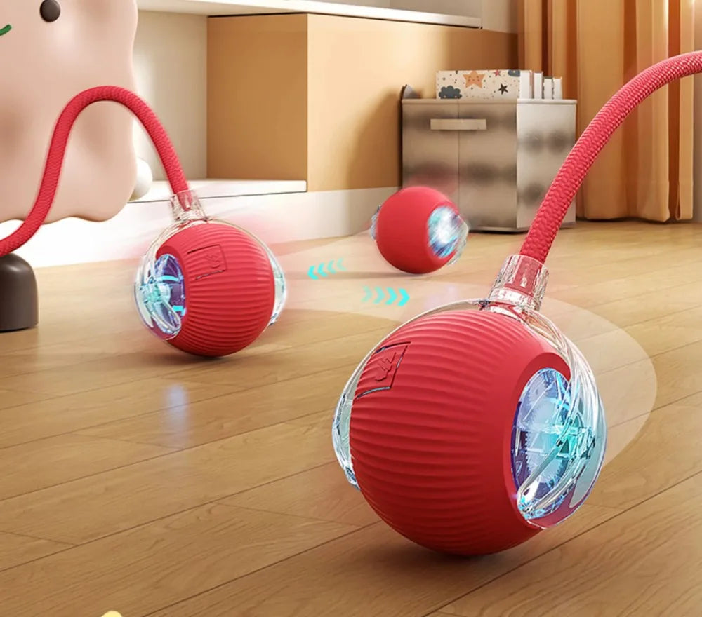 New Cat Interactive Ball Toy Automatic Rolling Ball Faux Tail Rechargeable Smart Pet Electric Toy Dog Cat Training Imitate Mouse Deals 4 U  Smart Pet Toy Deals 4 U