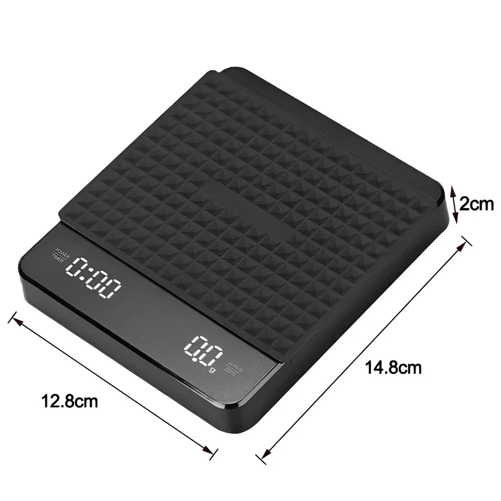 1Set Electronic Coffee Scale with Silicone Pad Digital Coffee Scale with Timer LED Display USB Charging Home Cafe Use Good Gift Deals 4 U   Deals 4 U