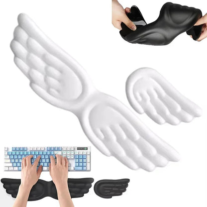 Angel Wings Shaped Keyboard Mouse Wrist Rest Memory Foam Anti-slip Silicone Ergonomic Wrist Guard Table Mat Mouse Pad For Laptop