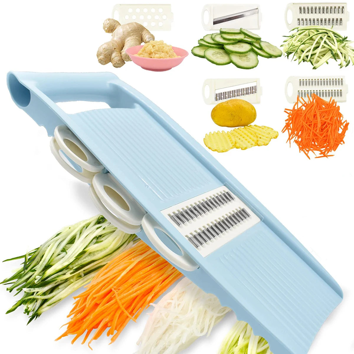 5 in 1 Mandoline Slicer for Kitchen Vegetable Slicer Multi Blade Potato Chip, Veggie Slicer, Vegetable Cutter, Julienne Shredder Deals 4 U   Deals 4 U