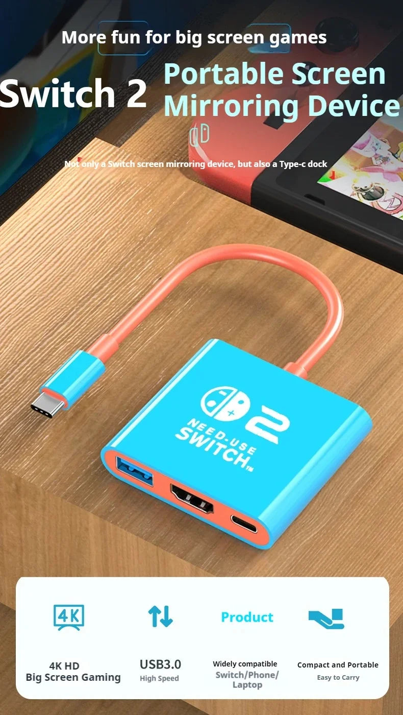Docking Station for Nintendo Switch 2,4K 60Hz TYPE-C Hub with HDMI and USB-C 3.0 PD100W Charge Perfect for Switch 2/Switch/OLED Deals 4 U   Deals 4 U