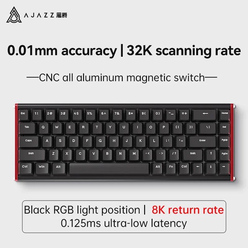 AJAZZ ALUX68 Magnetic Shaft Aluminum Alloy Esports Magnetic switch keyboard RGB hot-swappable DIY wired macro mode Hall effect