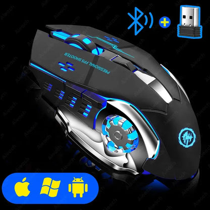 Rechargeable Wireless Mouse Gaming Computer Silent Bluetooth Mouse USB Mechanical E-Sports Backlight PC Gamer Mouse For Computer Deals 4 U  Gaming Accessories Deals 4 U