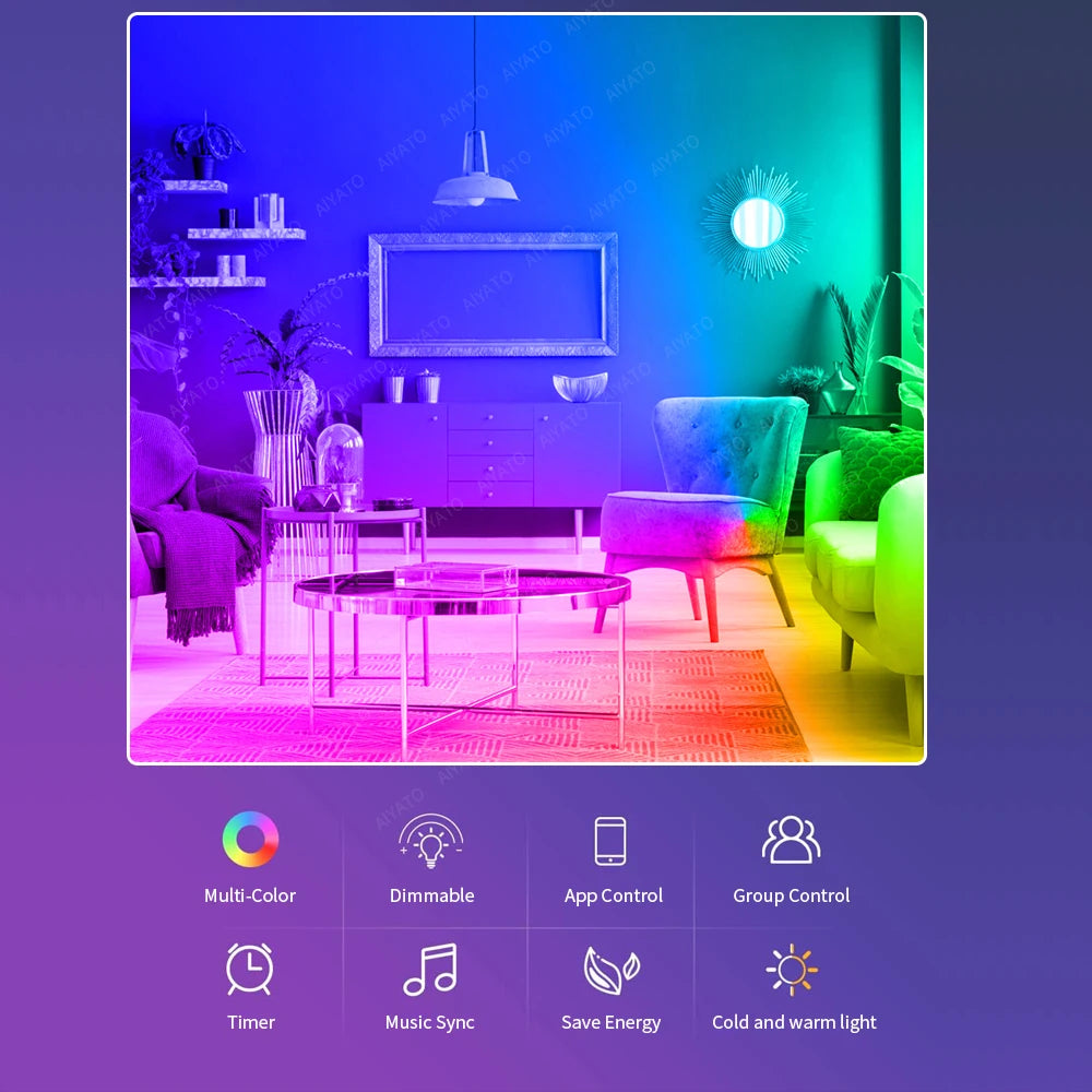 Tuya WIFI Bluetooth LED Bulb Smart Life APP Control Dimmable 9W 18W E27 220V RGB+CW+WW Color Change Lamps Compatible IOS/Android Deals 4 U   Deals 4 U