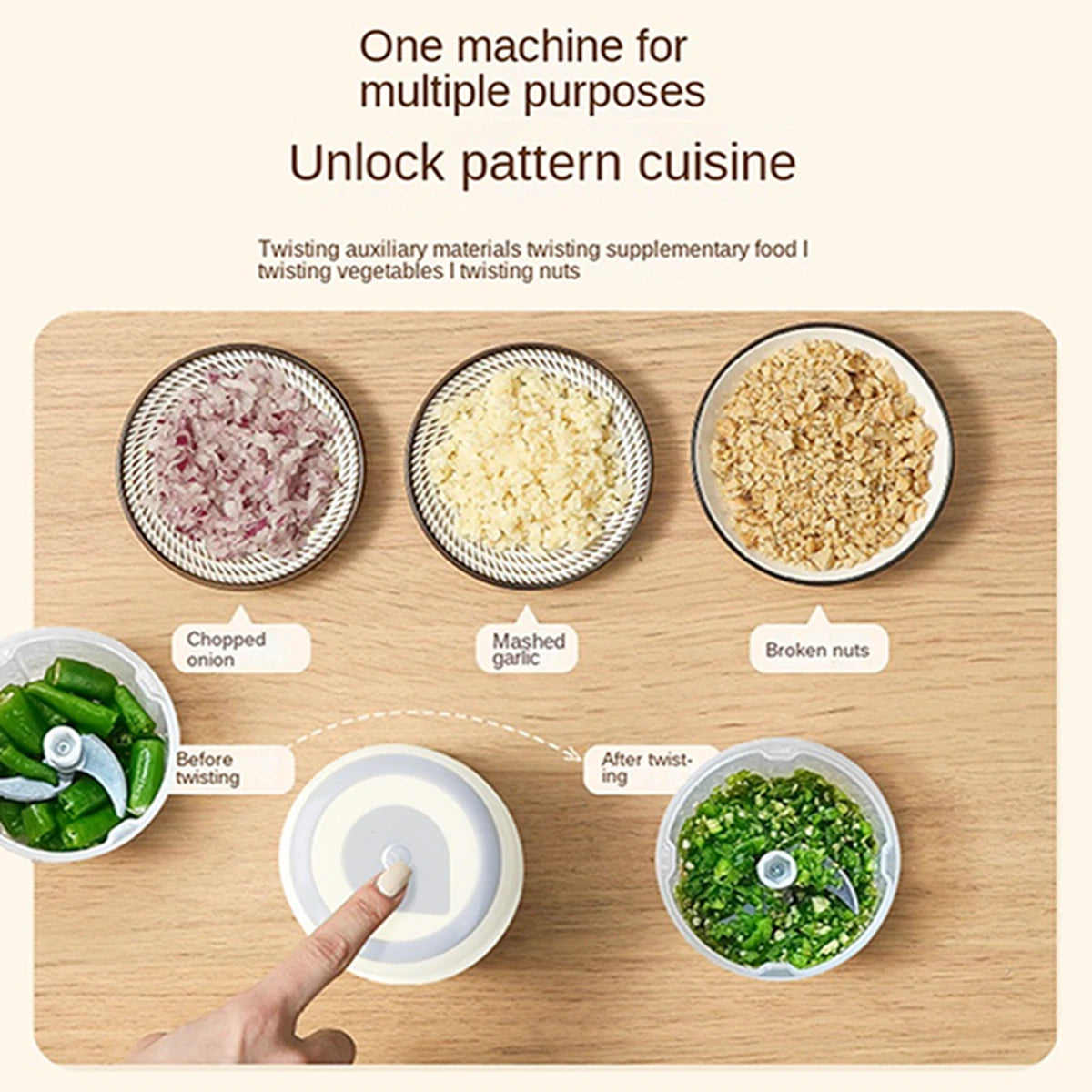 250ML Electric Garlic Chopper Mini Portable Vegetable Chopper, Wireless Food Processor Garlic Mincer for Onion Ginger Chili Deals 4 U   Deals 4 U