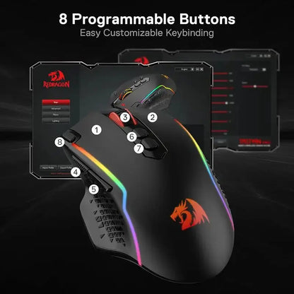 Redragon M810 Pro Wireless Gaming Mouse, 10000 DPI Wired Gamer Mouse w/ Rapid Fire Key, 8 Macro Buttons, Black/White Mouse Deals 4 U  Gaming Accessories Deals 4 U