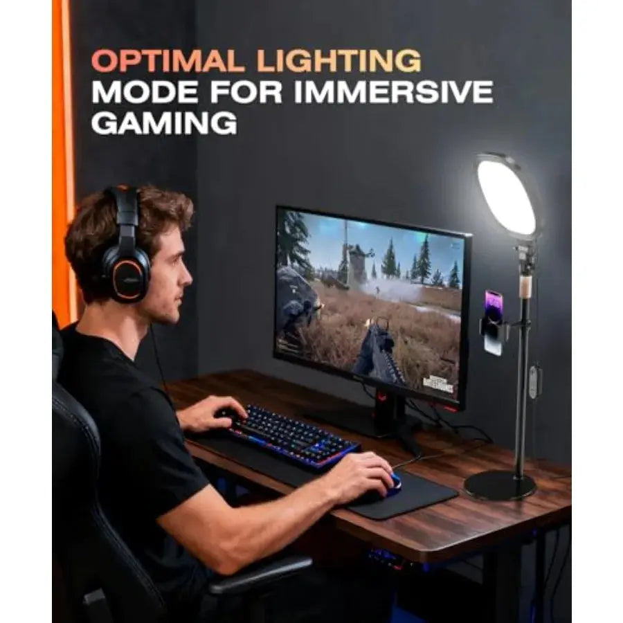 Ring Light for Desk, Soft Lighting for Zoom and Video Calls, Selfie Light with Stand and Phone Holder, CRI 97+ Webcam Light for Deals 4 U  Streaming Equipment Deals 4 U
