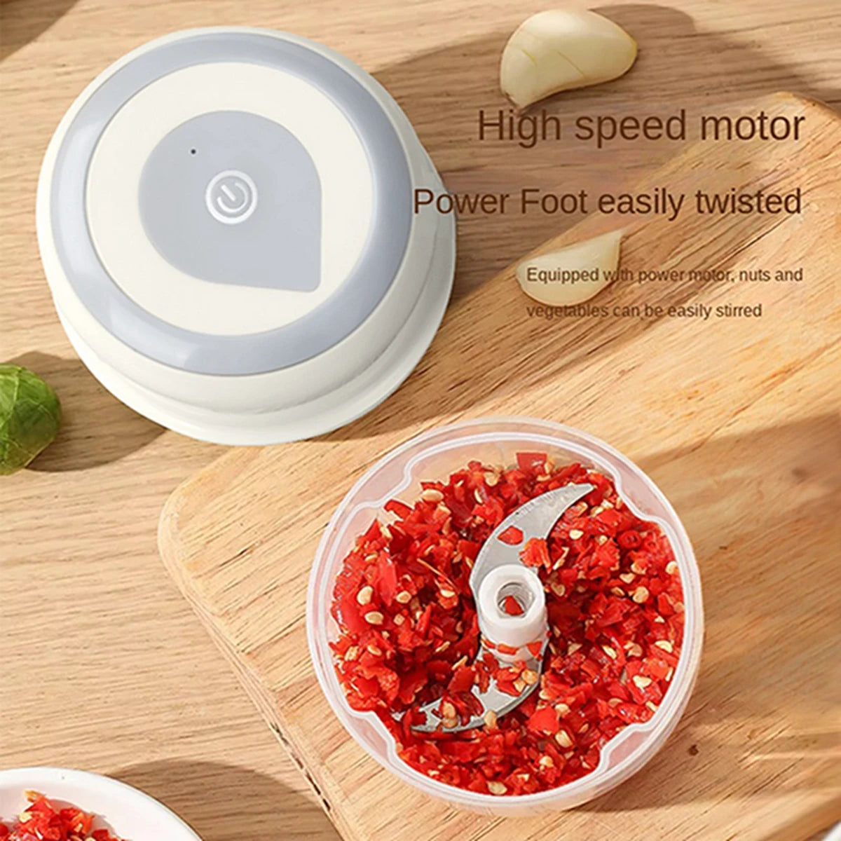 250ML Electric Garlic Chopper Mini Portable Vegetable Chopper, Wireless Food Processor Garlic Mincer for Onion Ginger Chili Deals 4 U   Deals 4 U