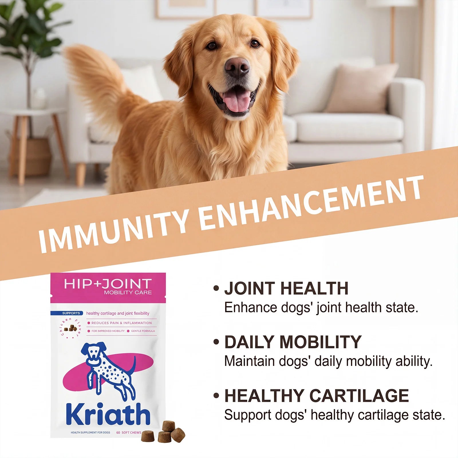 Dog Joint Supplement Soft Chews Cartilage Care Immune Boost Mobility Support Joint Care Support Immune System For All Ages Puppy Deals 4 U   Deals 4 U