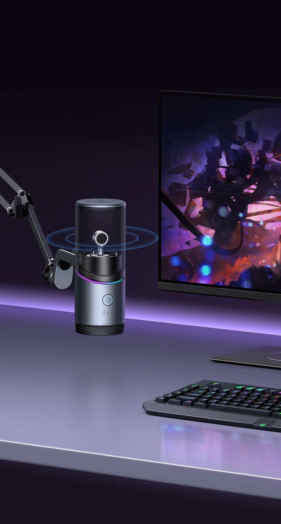 Mic USB Microphone with RGB Modes Professional Condenser Mic for PC Mac Gaming Karaoke Recording Streaming Podcasting Deals 4 U   Deals 4 U