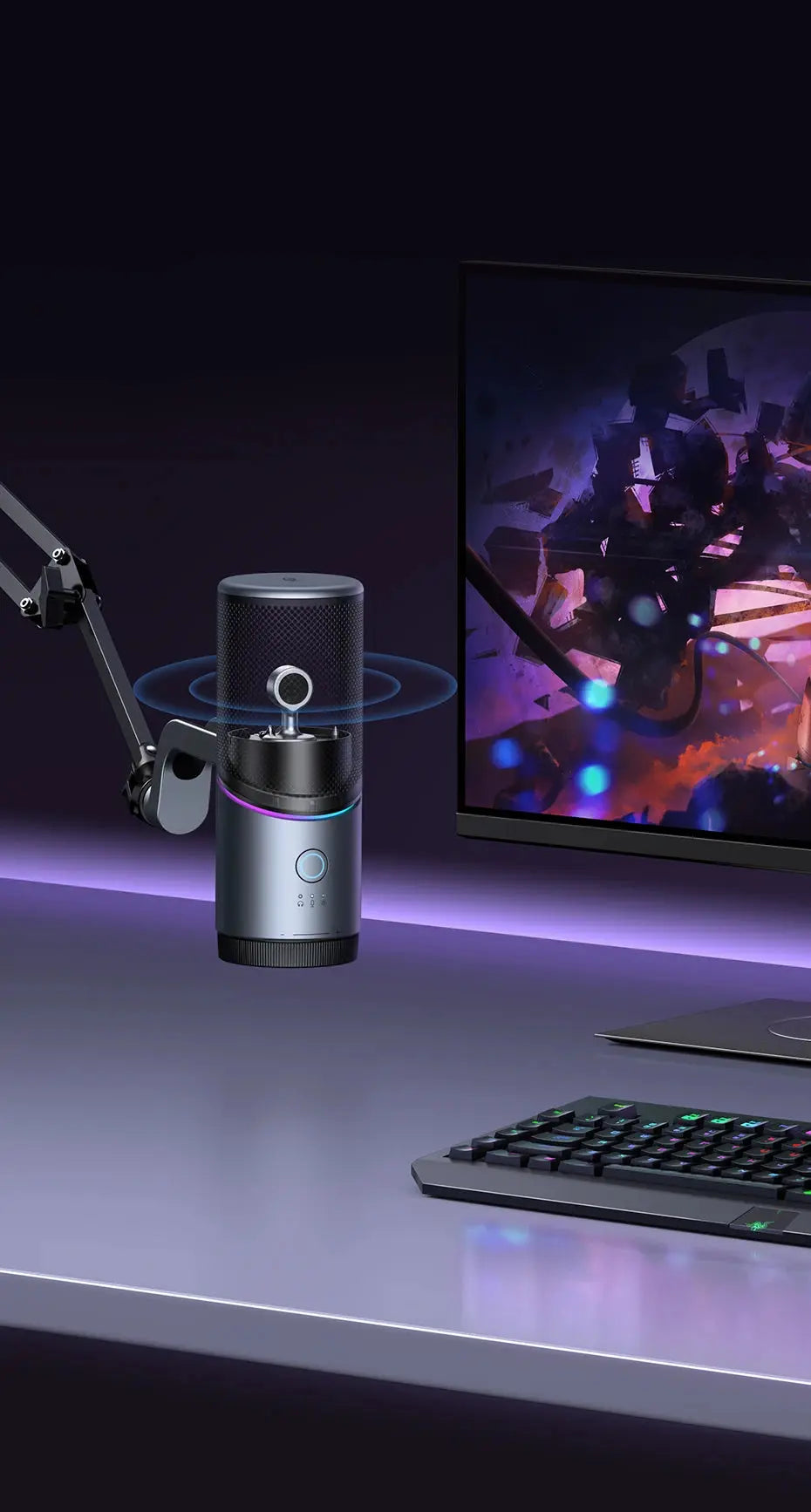 Mic USB Microphone with RGB Modes Professional Condenser Mic for PC Mac Gaming Karaoke Recording Streaming Podcasting Deals 4 U  Streaming Equipment Deals 4 U