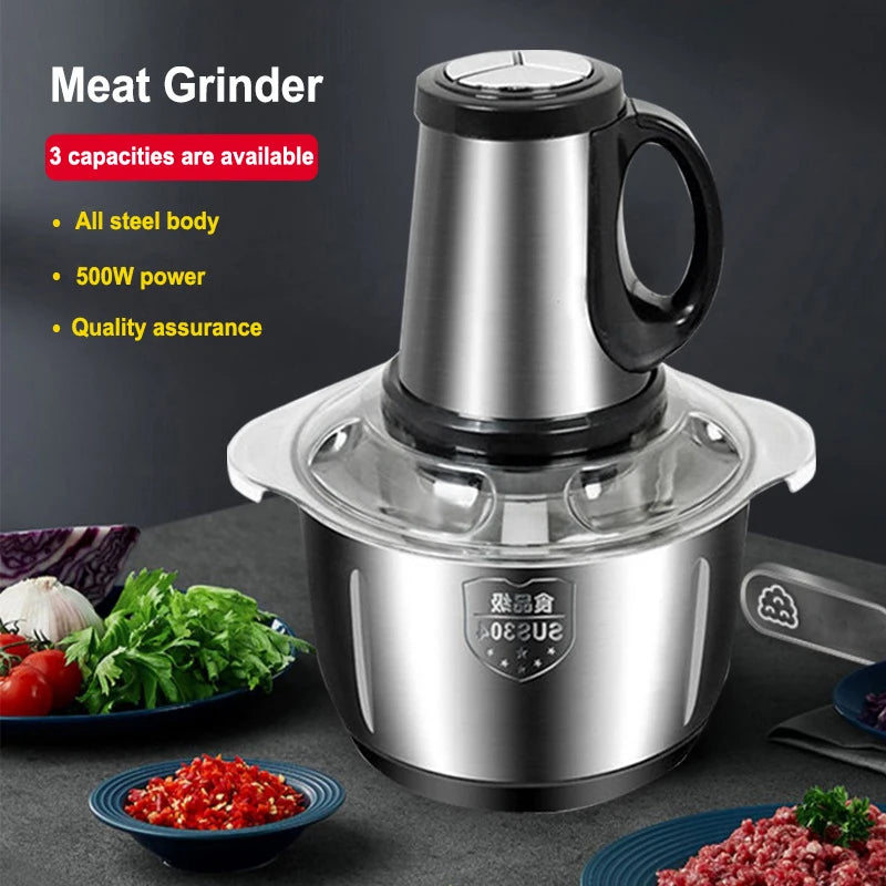 2L 3L 5L Household Stainless Steel Meat Grinder 500W High Power Blender Multifunctional Food Processor Food Chopper Electric Deals 4 U  Smart Home Gadget Deals 4 U