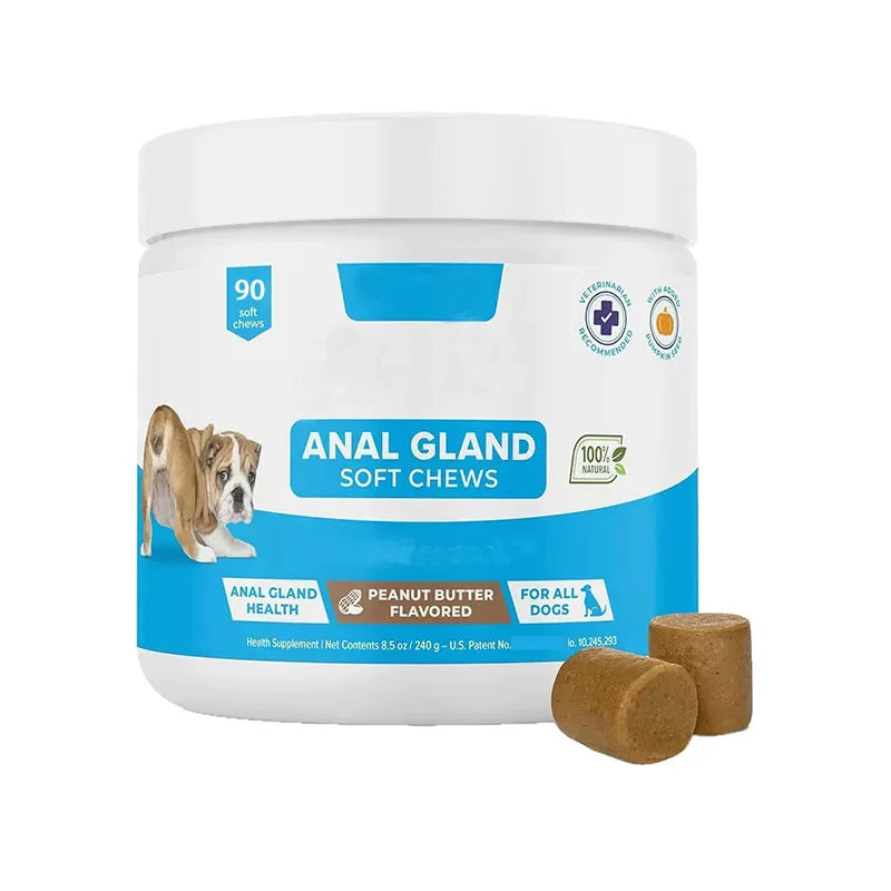 90 Chews Anal Gland Soft Chew Treats with Pumpkin for Dogs Digestive Enzymes Probiotics Fiber Supplement for Dogs Boot The Scoot Deals 4 U   Deals 4 U